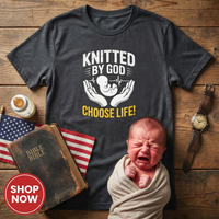 Load image into Gallery viewer, CHOOSE LIFE: Knitted By God Christian Tee
